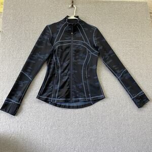 Lululemon Define Jacket Heathered Texture Lotus Camo Oil Slick Blue Size 8